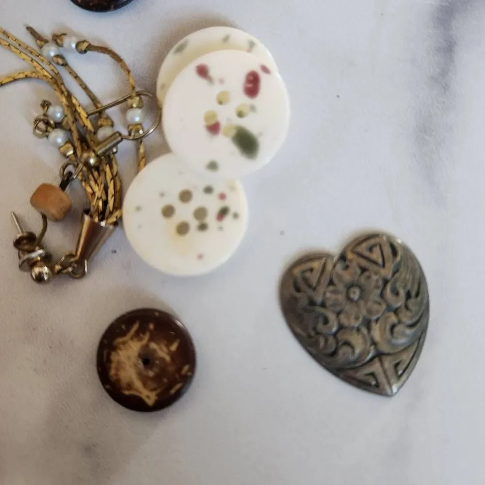 Vintage lot bundle buttons metal tin canister sewing single orphan earrings craf